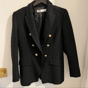 Zara Black Tweed Blazer Size Medium